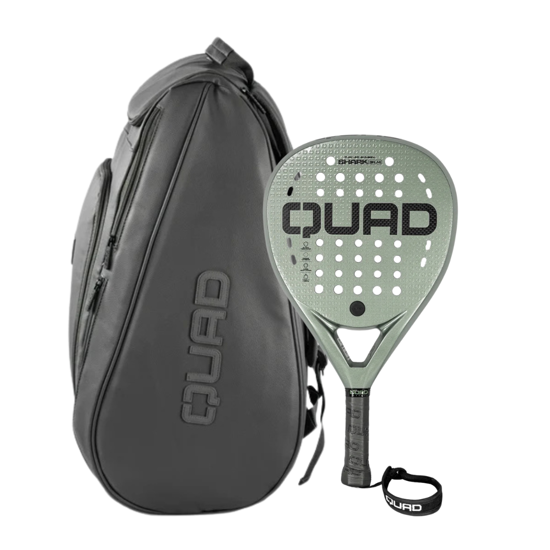 QUAD Shark padel Racket and Grey Padel Racket Bag